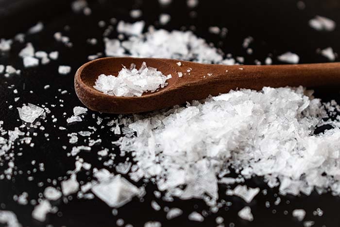 Granulated sugar crystals up close
