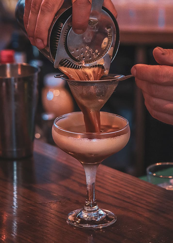 Pouring an Espresso Martini