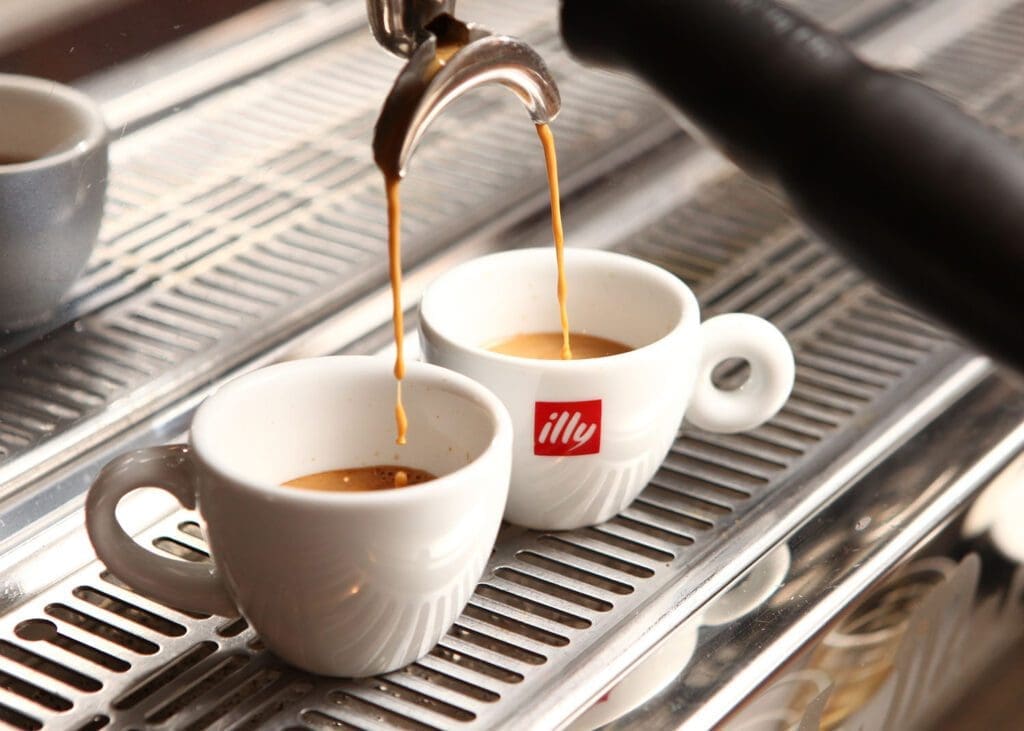 Pulling shots of espresso