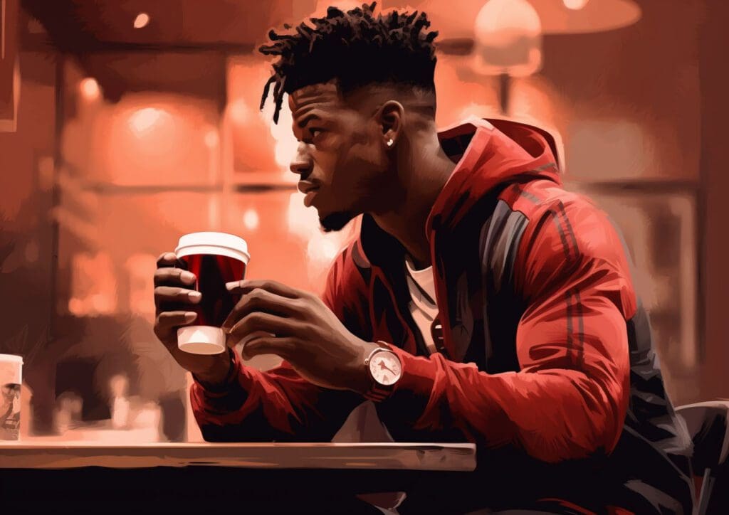 jimmy butler holding a cup of coffee