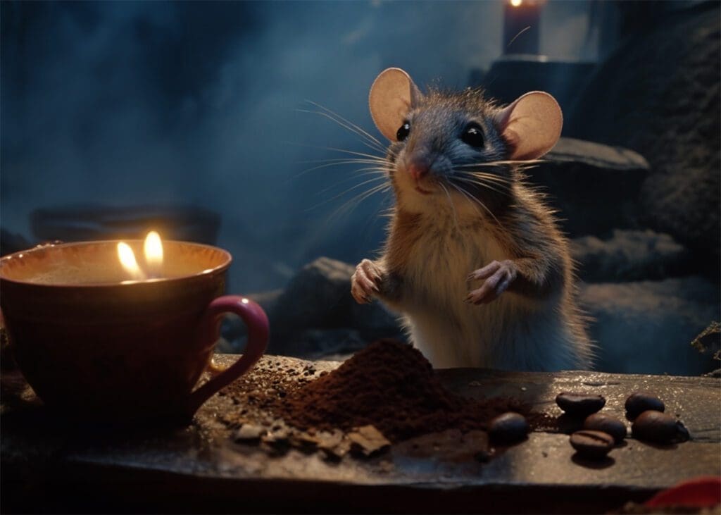 a rat smelling a citronella candle