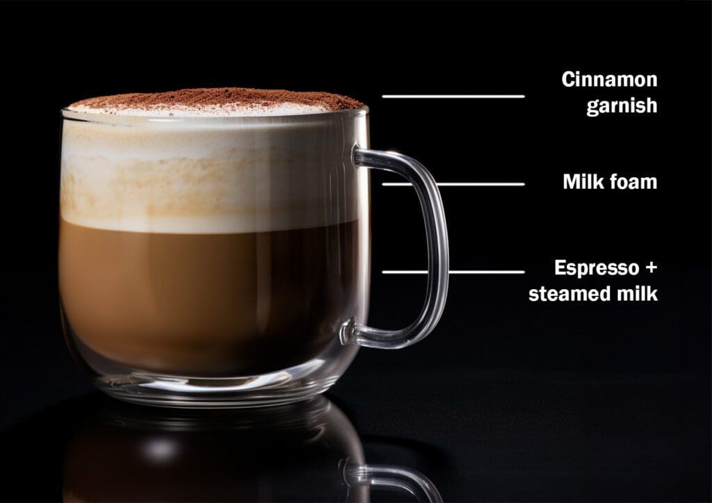 Cappuccino ingredient ratio infographic