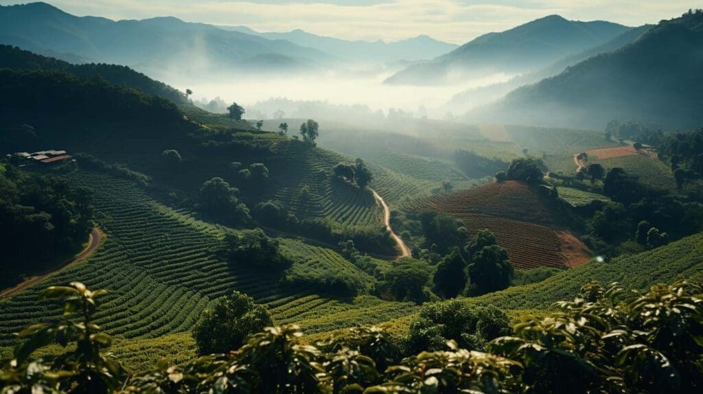 A Sumatran coffee farm, vista view