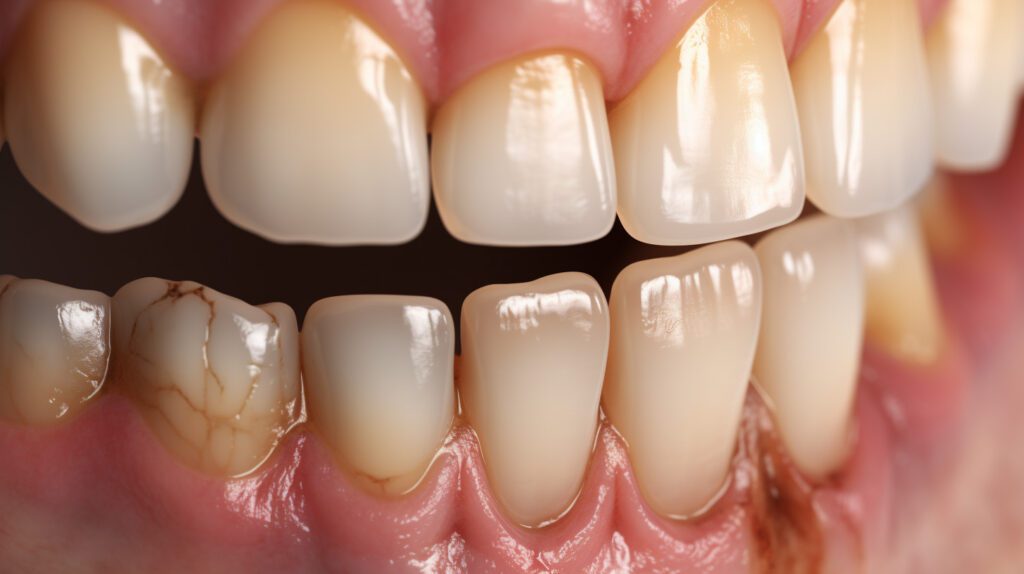 Closeup Of Coffee-Stained Teeth