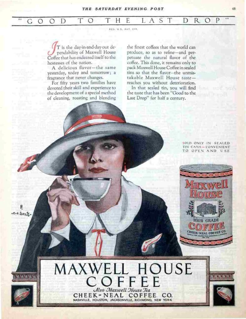 What Is Second Wave Coffee? Maxwell House Coffee Print ad from the 1930s