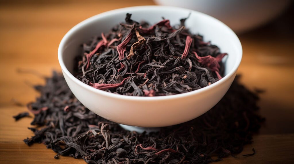 A White Bowl With Loose Leaf Pu Ehr Tea Leaves