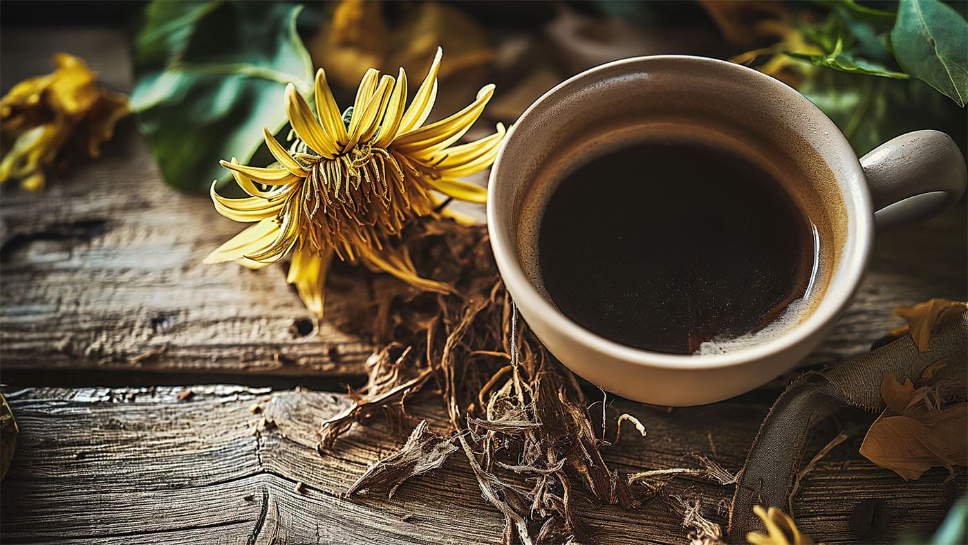 Roasted dandelion root coffee