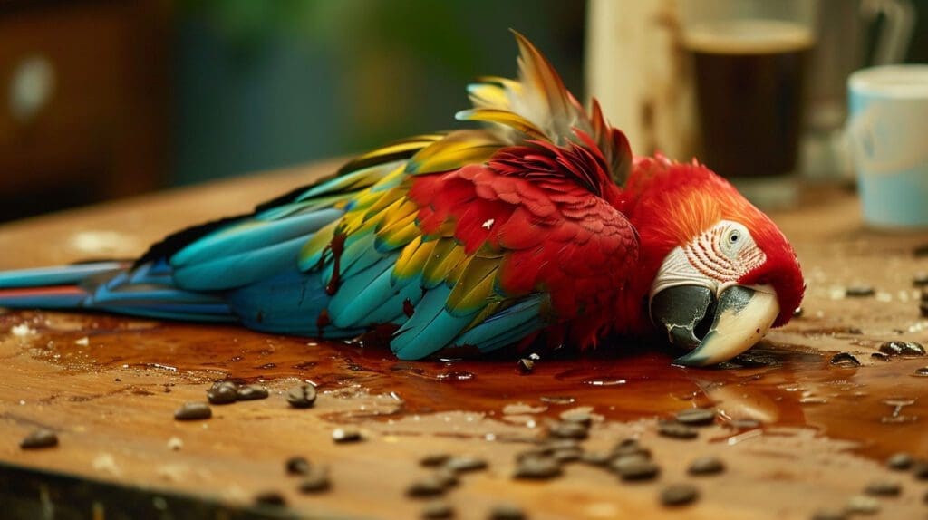 A parrot who died from caffeine toxicity