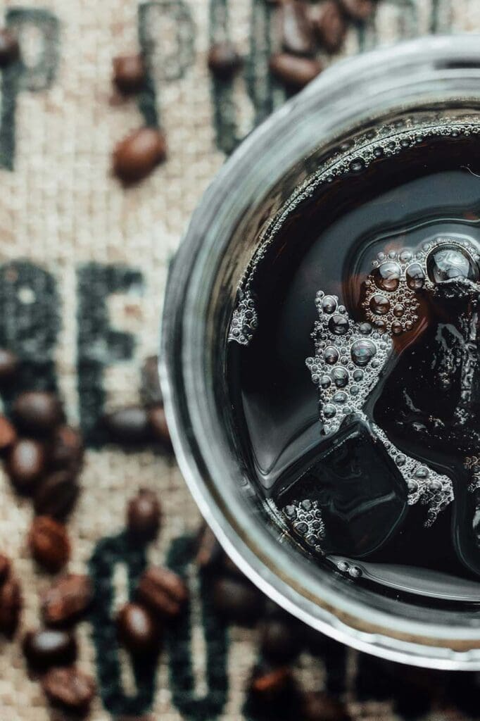a tall glass of cold brew coffee
