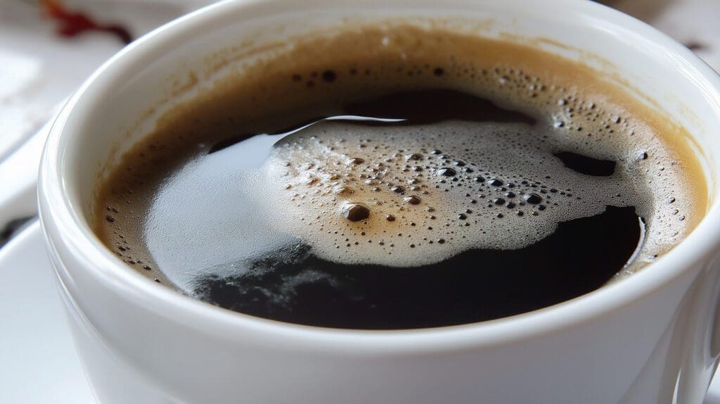 closeup of long black crema