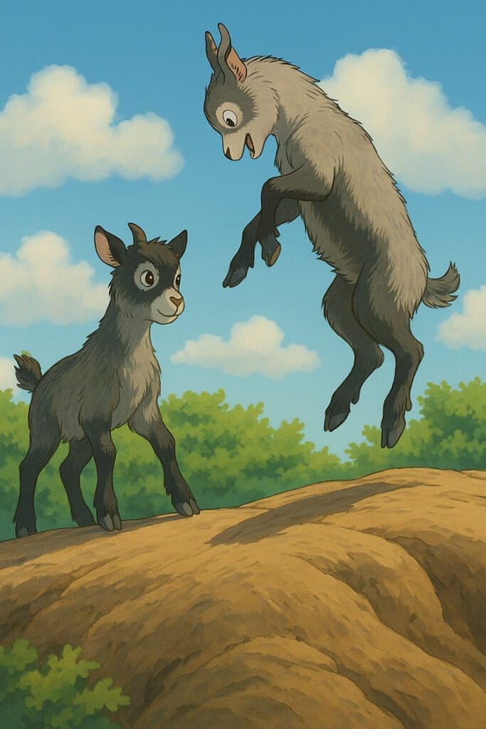 The Birth of Coffee: Ethiopia and the Legend of Kaldi Illustration of two goats on a hill, one standing and one leaping, with a green forest backdrop.