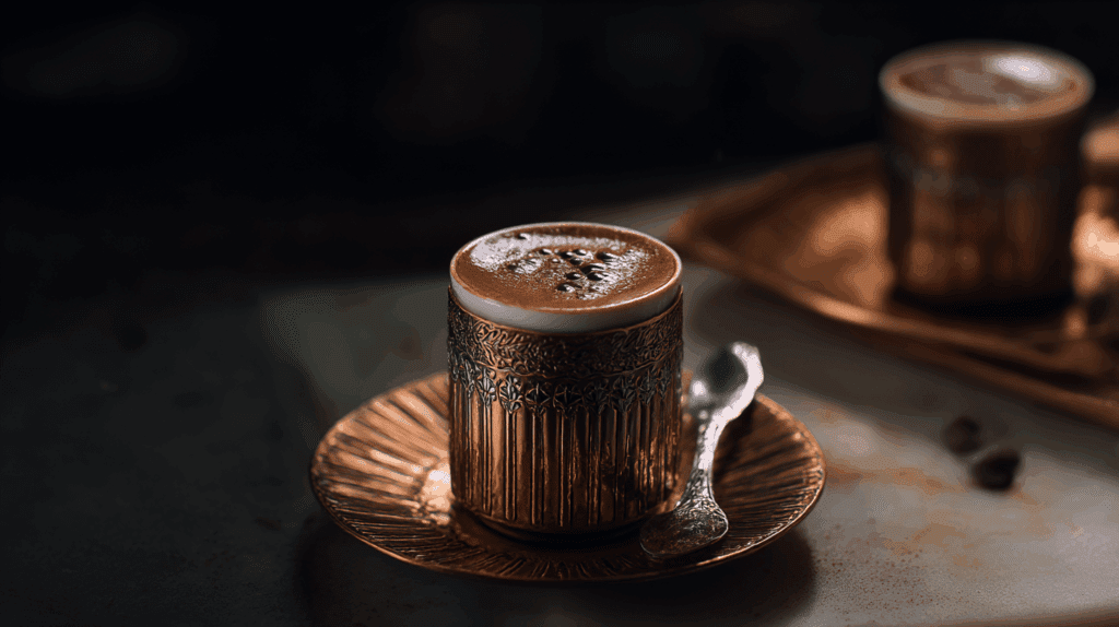 Elegant Turkish Coffee Cup On Copper Plate