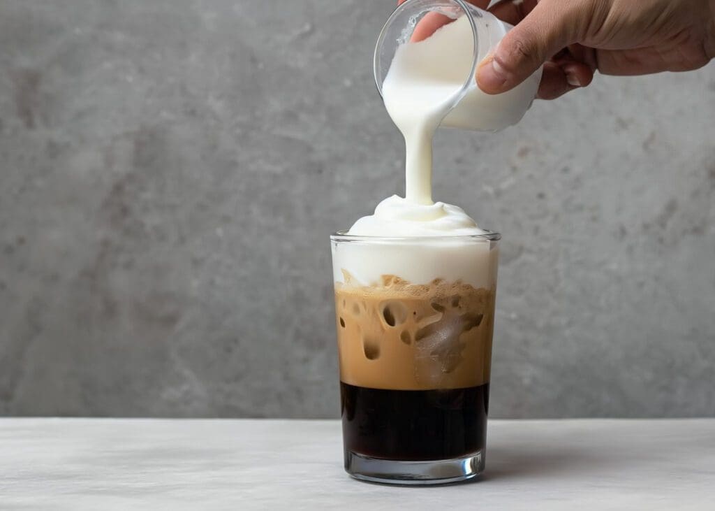 adding cold foam to a freddo cappuccino