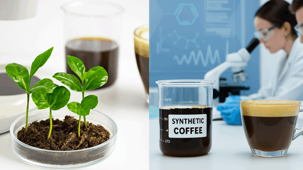 Coffee plants and synthetic coffee research.