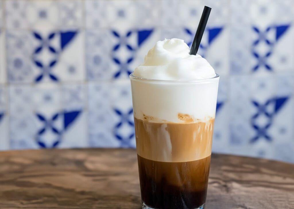 freddo cappuccino with whipped cream