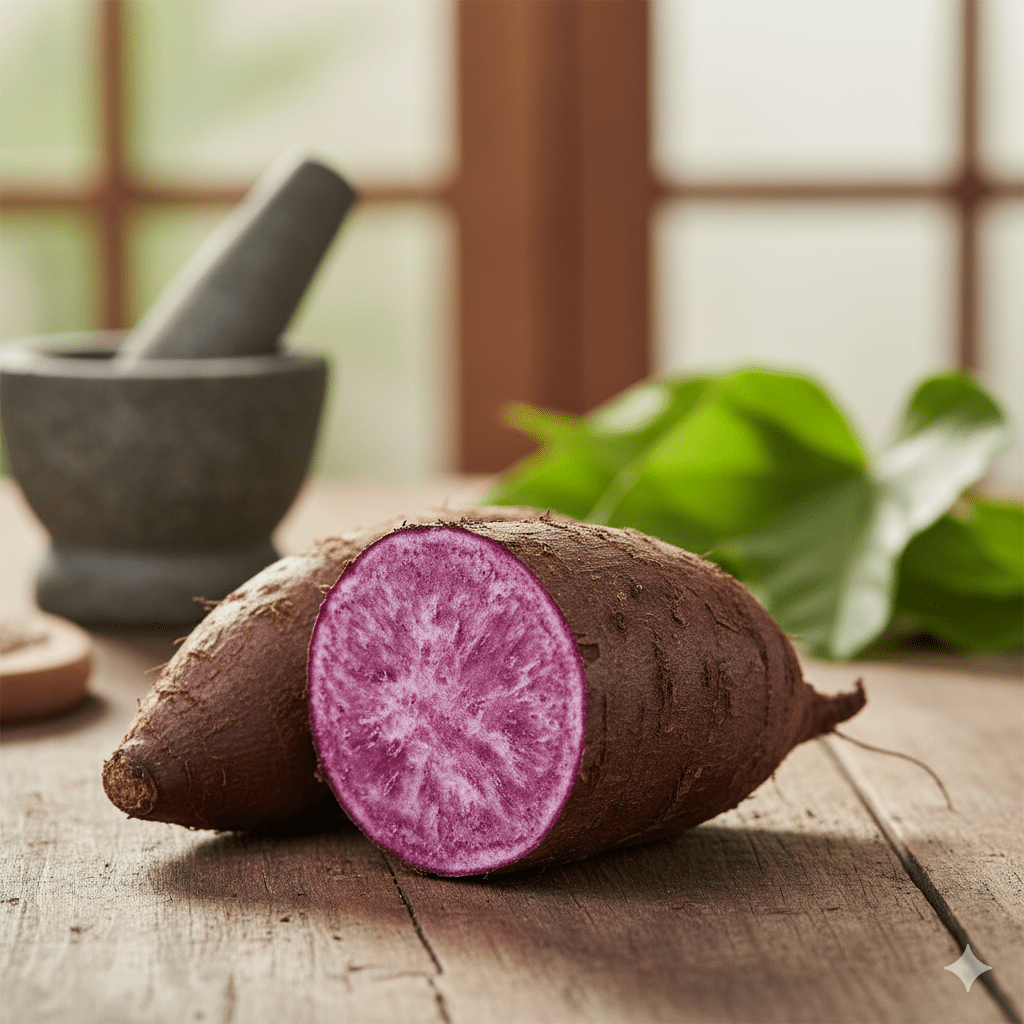 Sliced Ube On A Countertop