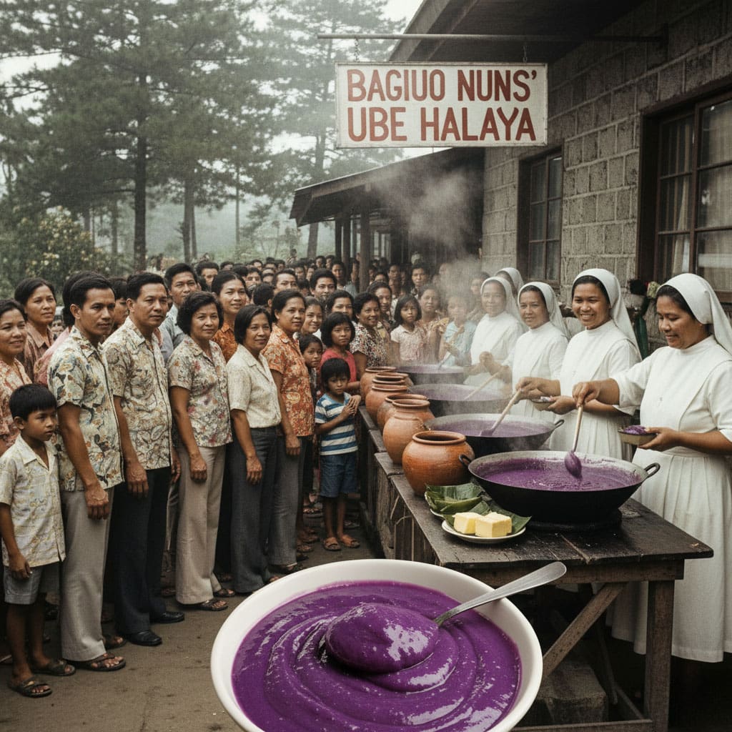 1970s that Baguio City nuns in the Philippines perfected ube halaya, pairing traditional roots with carabao (water buffalo) milk and butter