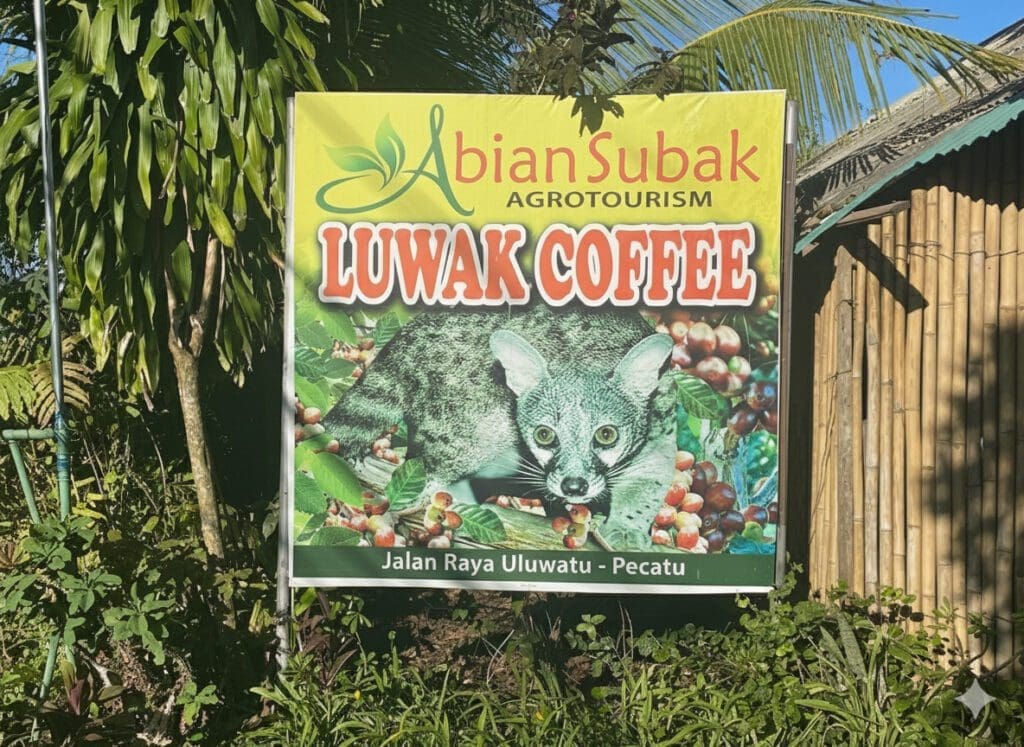 Luwak coffee farm sign