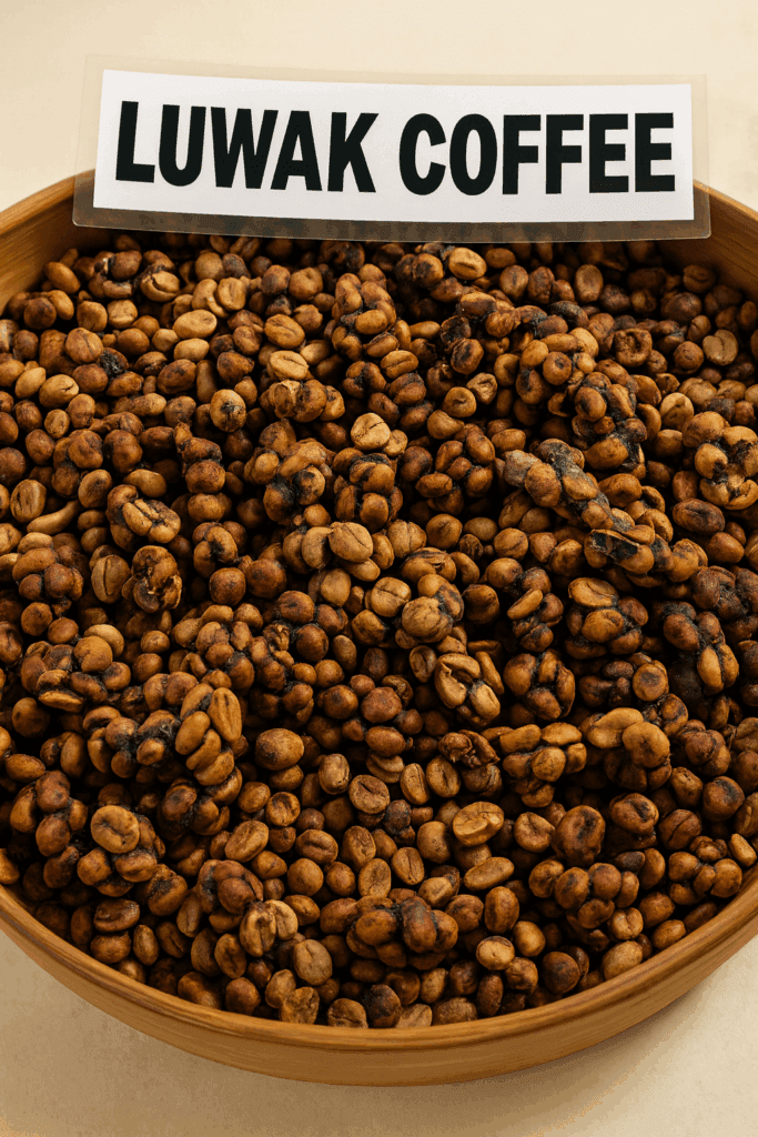 raw luwak beans in basket