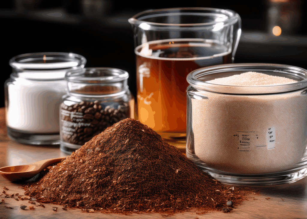 Coffee ingredients arranged on table