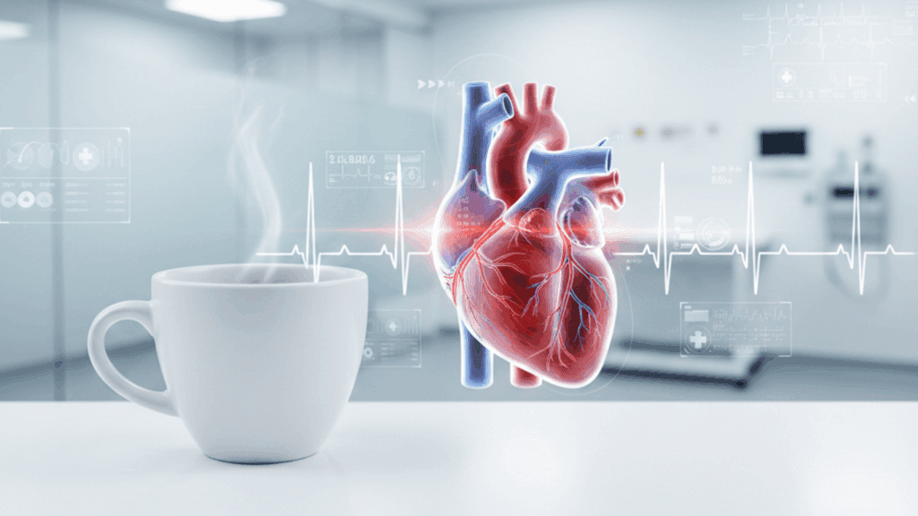Heart with coffee steam background