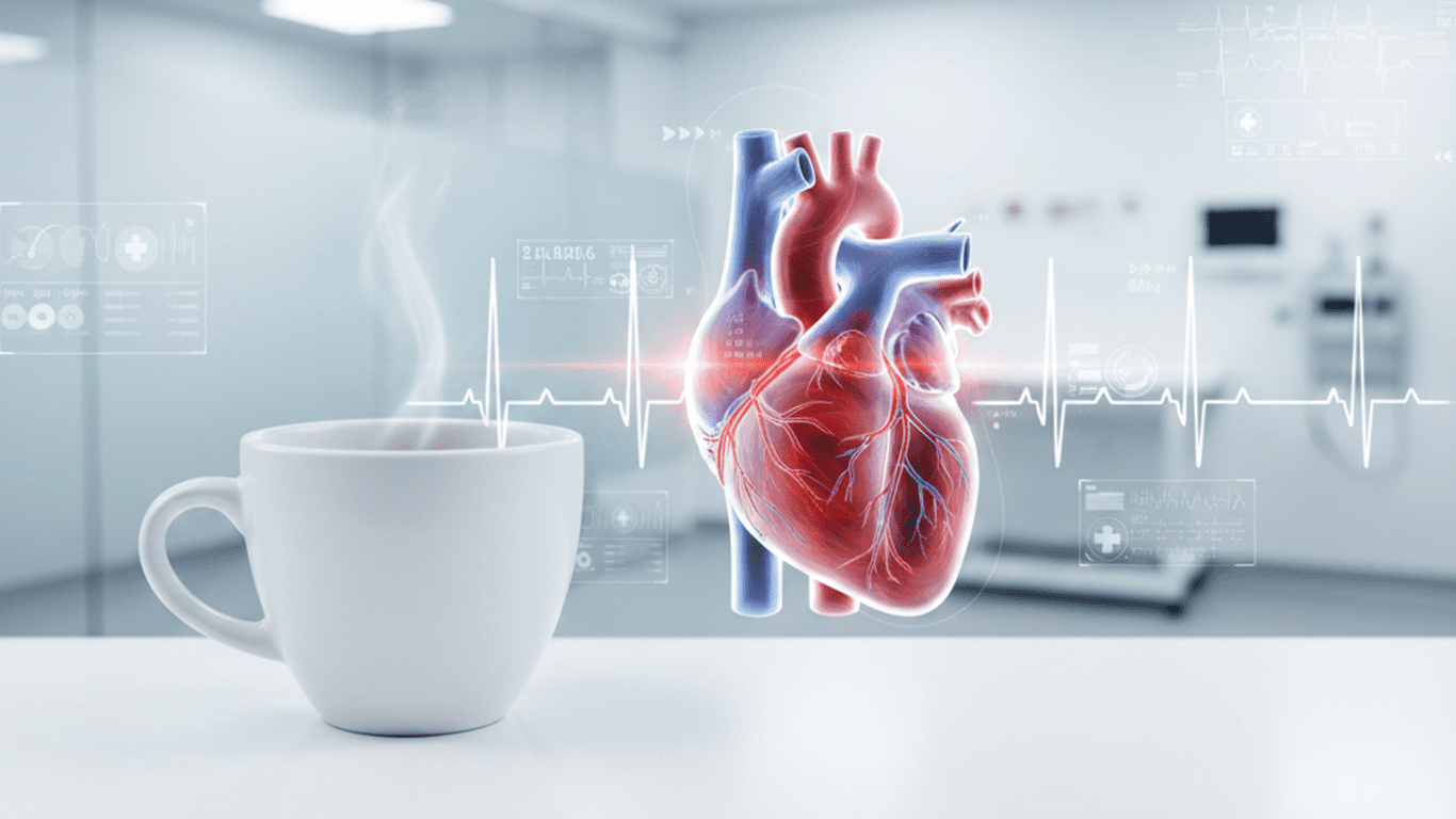 Heart with coffee steam background