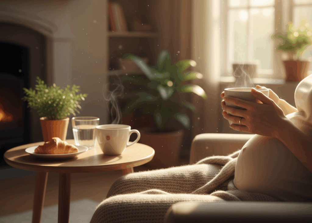 Pregnant Woman Enjoying Cozy Morning.