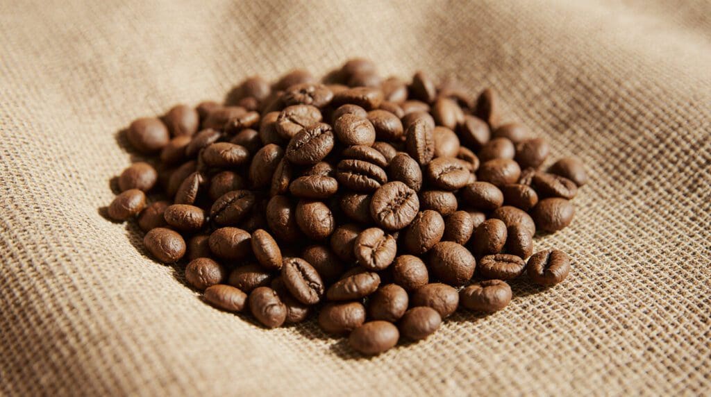 Heap of roasted coffee beans