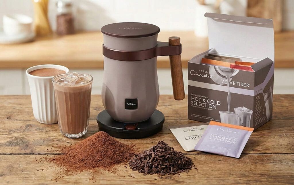 Yes, You Can Make Insanely Good Hot Chocolate in Your Coffee Maker Velvitiser making hot chocolate with hot cocoa ingredients