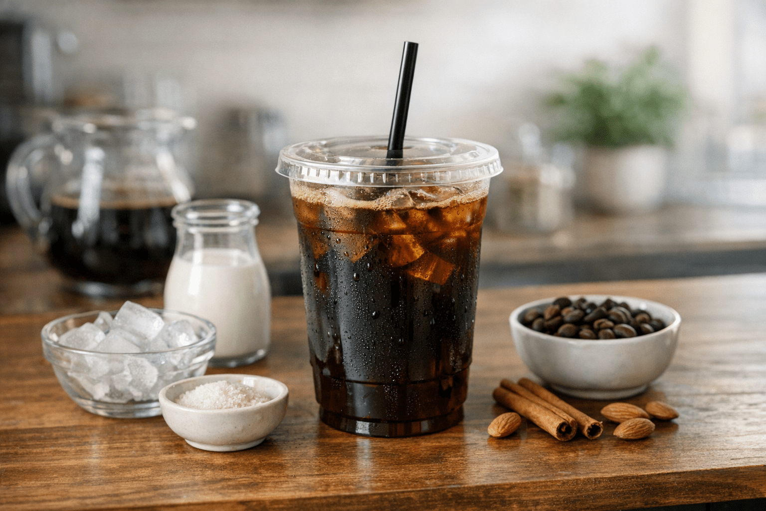 AI-generated editorial image about sugar-free coffee ordering