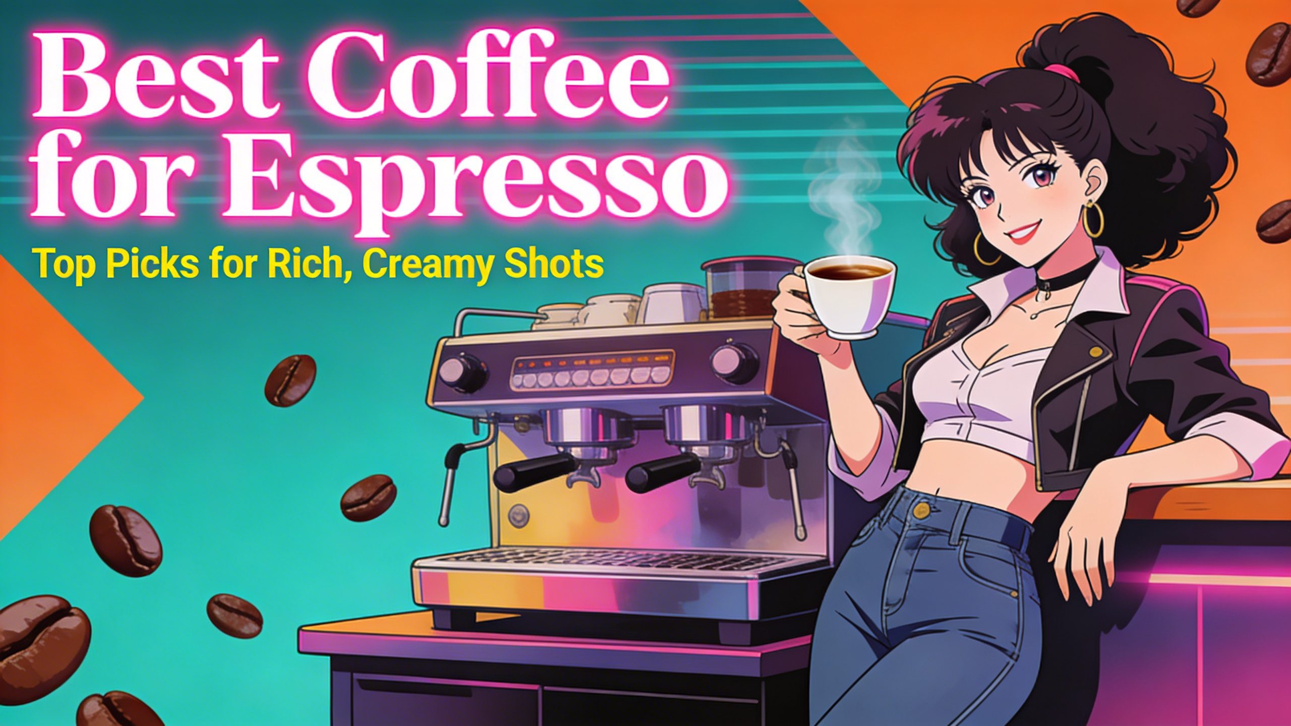 Anime-Style Woman With Coffee Machine.