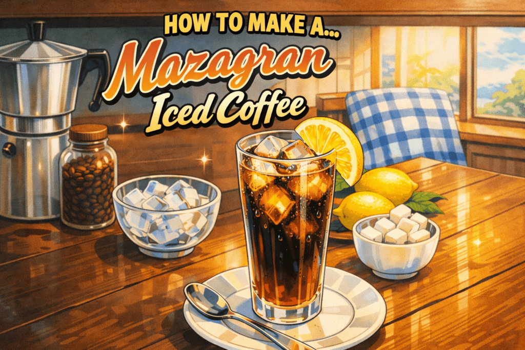 Iced coffee preparation with ingredients