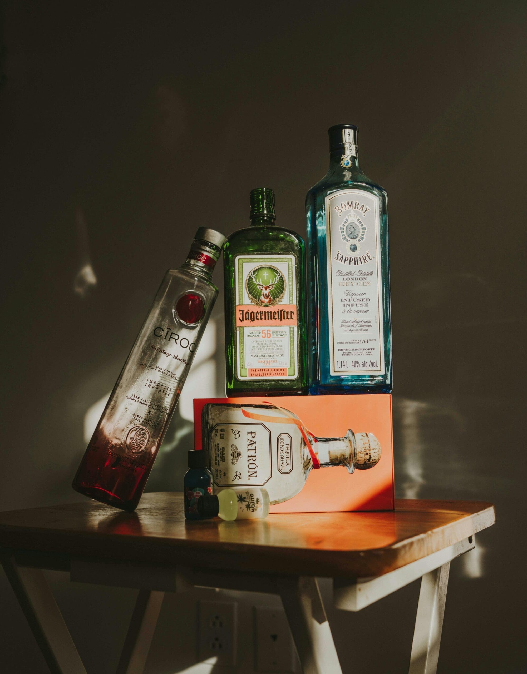 Spirits and cocktail ingredients available for delivery through Minibar