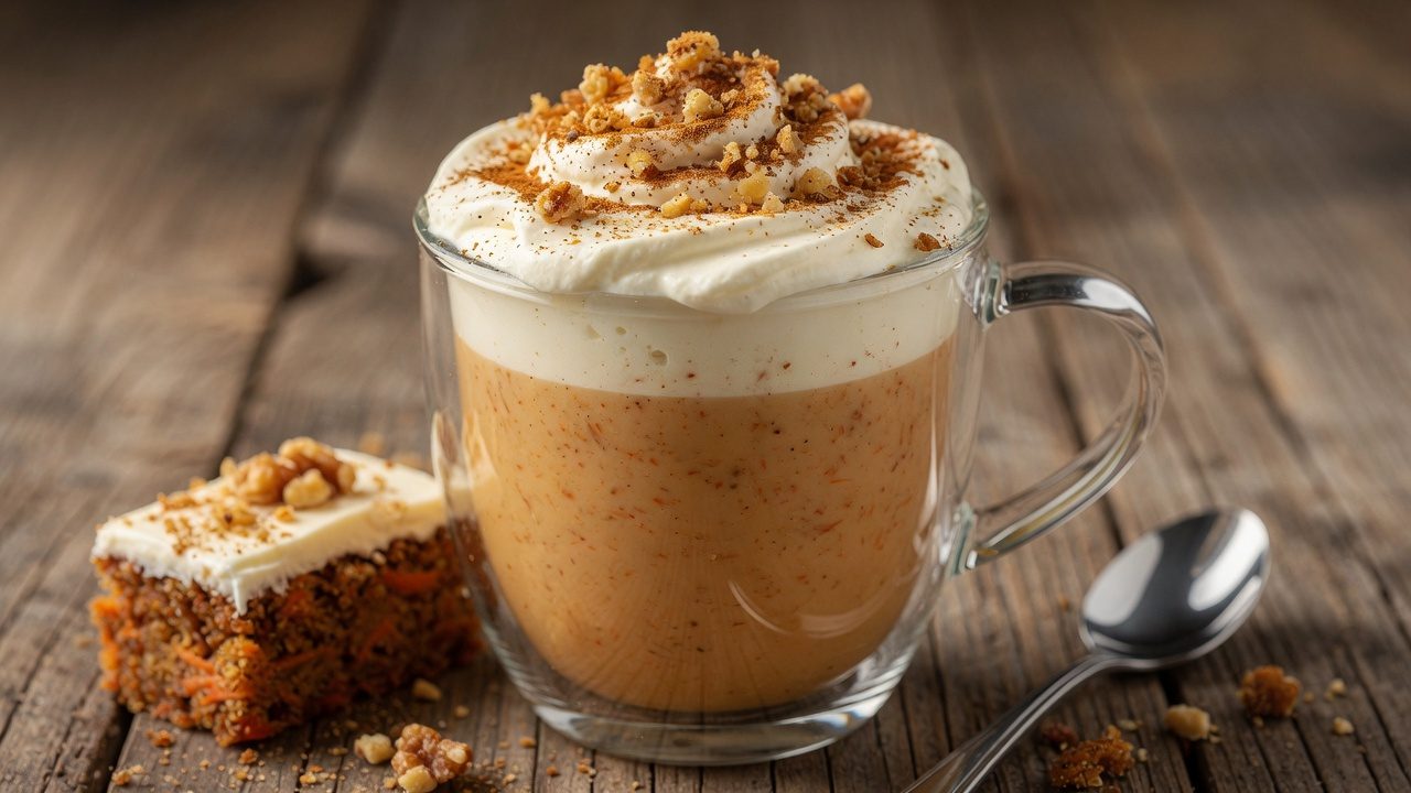 Carrot Cake Latte With Cream Cheese Cold Foam — Finished Drink
