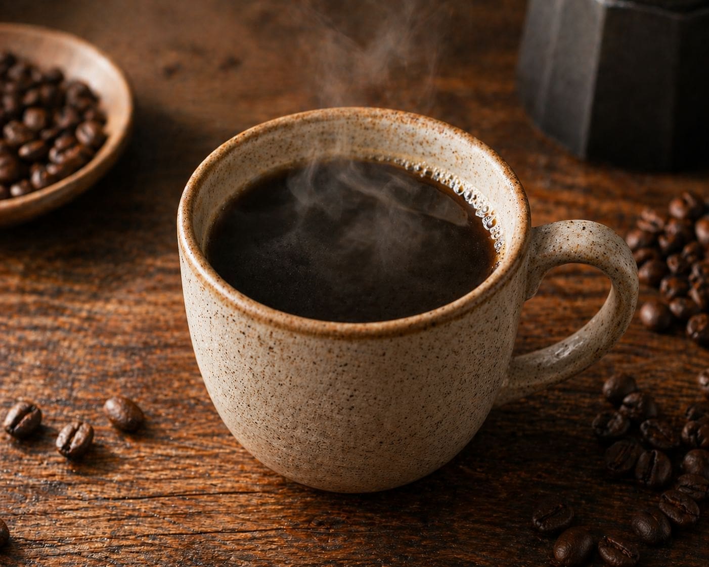 A cup of black drip coffee
