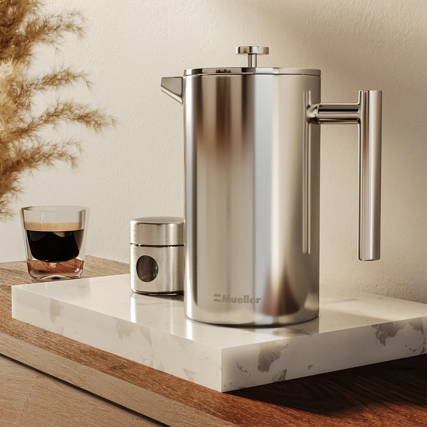 Stainless steel French press coffee maker
