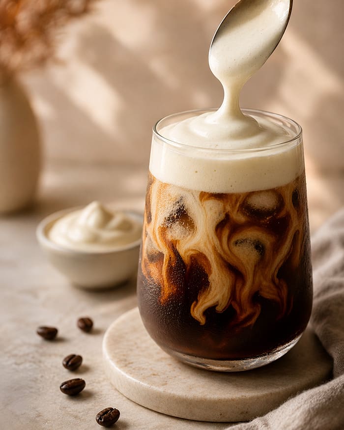 Mascarpone cold foam for tiramisu cold brew