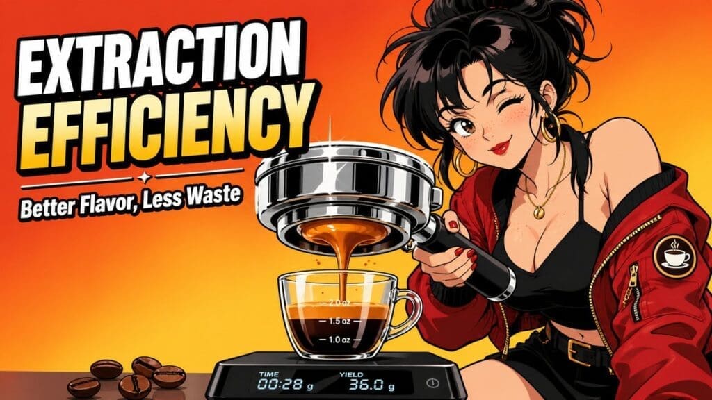 Anime-style featured image for Coffee Extraction Efficiency: The Master Barista’s Playbook for Better Flavor and Less Waste
