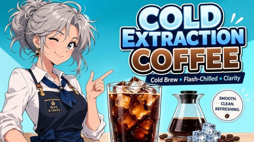 Anime-style featured image for Cold Extraction Coffee: The Masterclass on Cold Brew, Flash-Chilled, and Clarity