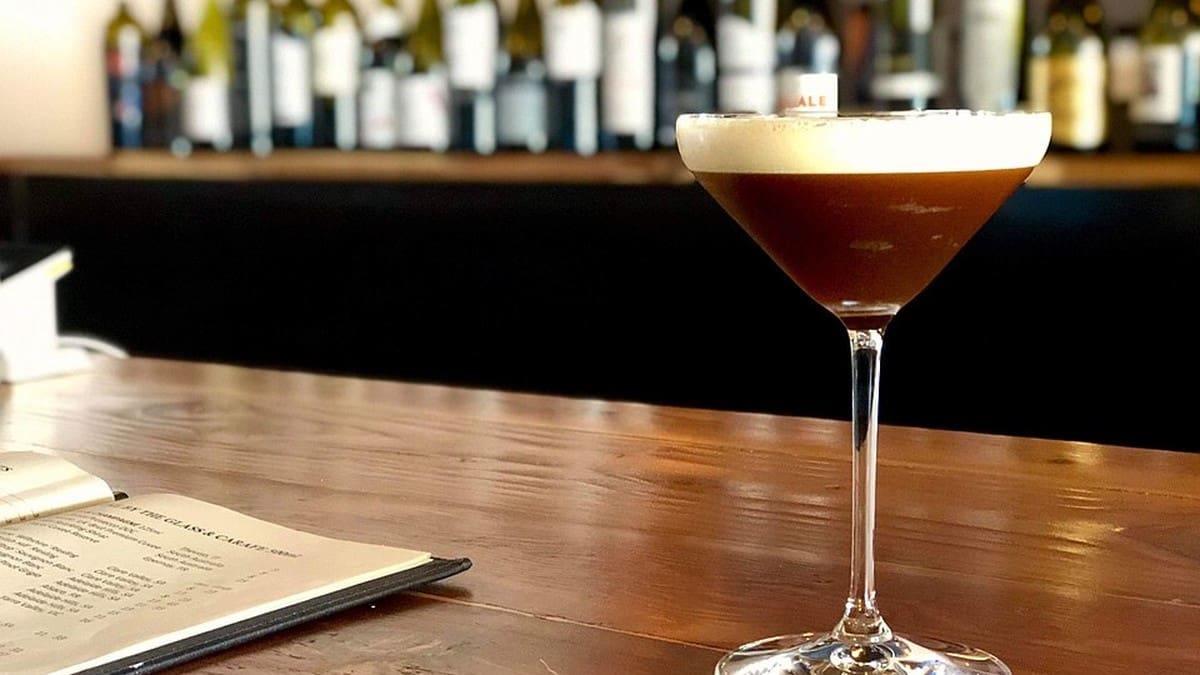 Espresso martini served on a bar