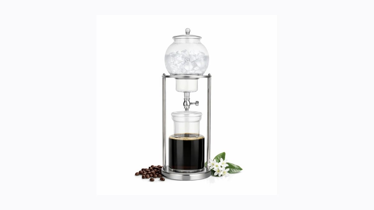 Nispira luxury ice cold brew dripper with glass chamber and stainless steel frame