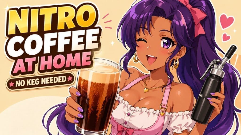 Anime-style featured image for Nitro Coffee at Home Without a Keg: How to Get a Creamier Mouthfeel