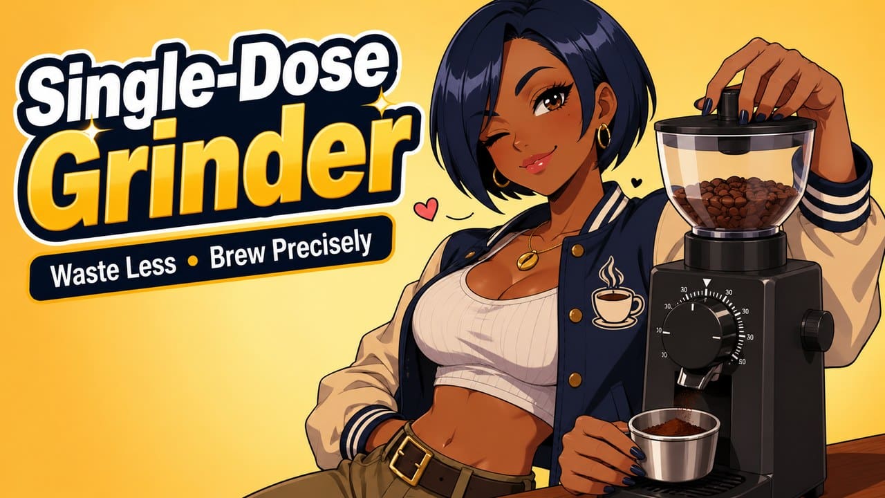 Anime-style featured image for Single-Dose Grinder Workflow: How to Waste Less Coffee and Brew More Precisely